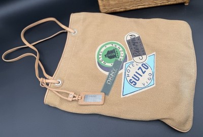    Vintage Y2K. DKNY Canvas Travel Patch Tote Bag Boho  