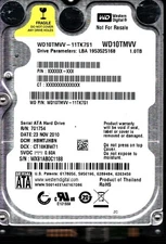 WD10TMVV-11TK7S1 S/N: WX81A DCM: HBMTJHBN WESTERN DIGITAL 1TB THAILAND NOV 2010