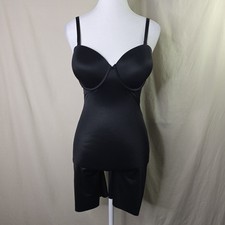 RED HOT by Spanx Bodysuit L Black Shapewear Hook Eye NWOT