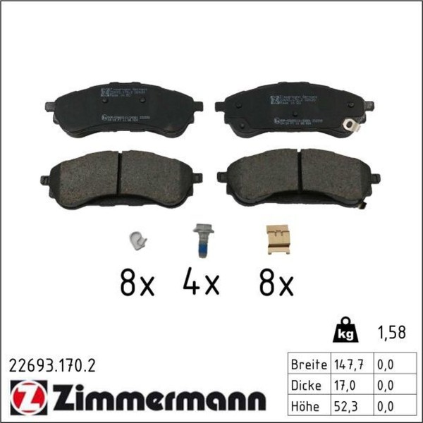 Zimmermann 22693.170.2 Bremsbelagsatz FüR Ford Ranger TKE-image