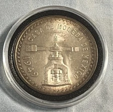 1949 Mexico Casa De Moneda Onza 1oz .925 Silver 33.625 G