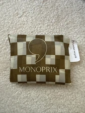 Monoprix Bag Paris Brown White Reusable Grocery Shopping Tote Bag