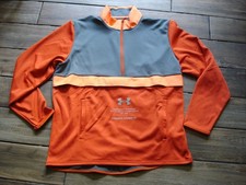 UA Under Armour orange/gray fleece 1/2 zip sweatshirt men's 2XL loose XXL