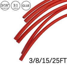 3:1 Heat Shrink Tube - 3/16" Red Dual Wall Marine Adhesive Glue Lined Waterproof
