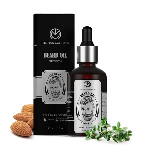 The Man Company Natural Beard Oil 1.1 oz Almond Argan Jojoba Thyme Vegan