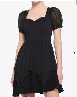 Hot Topic Sweetheart Lace Up Mini Dress  Size S/M Black Witchy Goth Cosplay