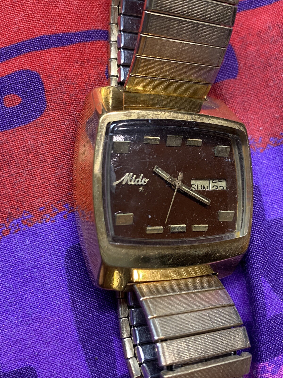 70s MIDO MultiStar Day Date Automatic Rectangle W… - image 2