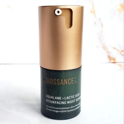 BIOSSANCE Squalane + 10% Lactic Acid Resurfacing Night Serum .5 fl oz/15mL NEW
