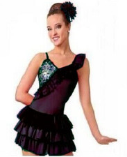 Curtain Call Strutt and Stroll ALA Black Sequin Dance Ballet Jazz Costume VTG