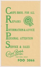 Vintage Crips Bros Automobile Engineers Advert Flyer Sidcup Kent 1950s / 1960s