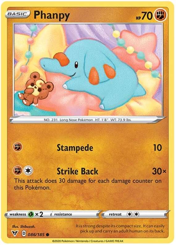 Phanpy Pokemon TCG Card 086/185