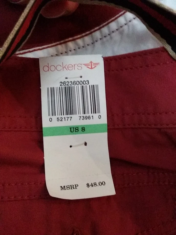 Dockers женщин размер 8 коралловый красный хлопок общего назначения брюки прямой узкие ноги новый с Ярлыками - Изображение 4 из 4