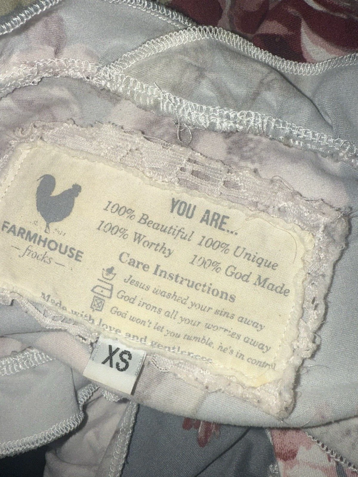 VETEMENTS Abito Farmho Frocks XS a strati con volant casetta grigio rosa