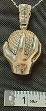 Hand and Ball Silver Tone Pendant only 