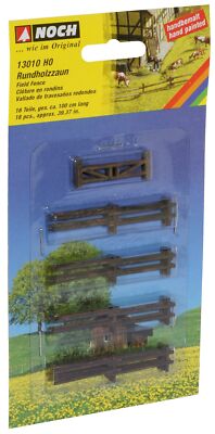 Noch 13010 - Rundholzzaun 18 Teile - 1,2 cm hoch, ca. 100 cm lang - H0 - Neu OVP