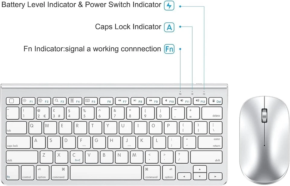OMOTON Bluetooth Keyboard and Mouse Set Compatible with all iPad Series. With F - Image 3 of 4