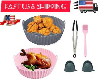 2 Pcs Silicone Air Fryer Liners for Ninja Foodi DZ201 DZ401 6-in-1 8