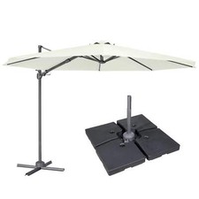 Cantilever Parasol/Umbrella, Ø3m, Cover and Base - Cream Canopy