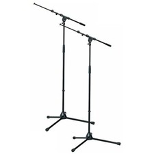 K M 21090.500.55 Tripod Microphone Stands with Folding Leg Base 2 Pack  Black