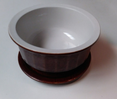 New Vintage Large 8 x 4 Round Hall Pottery Ceramic Bowl, Brown #2974