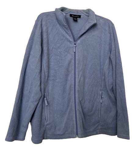 Denim & Co Womens Size XL Purple Cozy Warm Fleece Button Front
