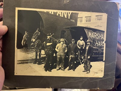 Marshall Hardware Cabinet Photo & Delivery Crew with Mules & Wagon 1890's