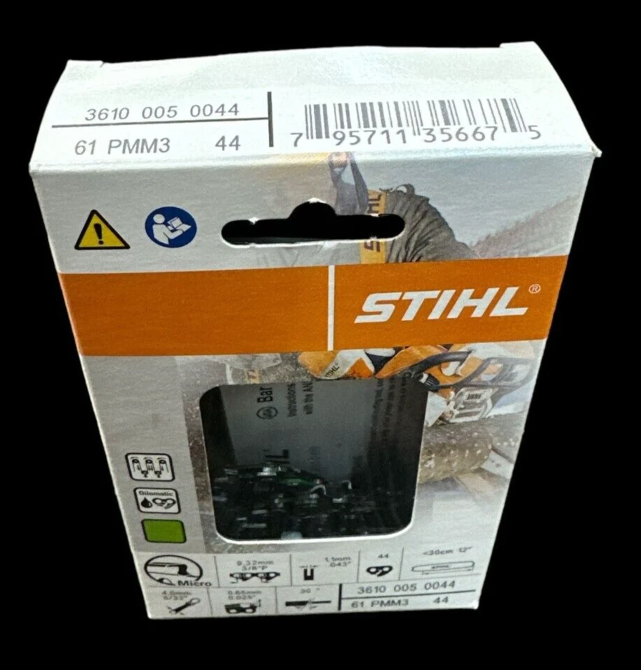 61PMM3 44 STIHL MOTOSIERRA NUEVA 12 pulgadas HOJA 3/8P .43 CALIBRE 44 12 PULGADAS  Foto 3 de 4