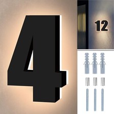Backlit LED Home Address Numbers 6 Inch House Numbers Stainless Steel Hand-Po...