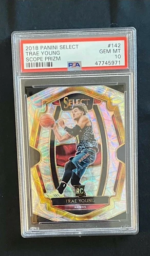 2018 PANINI SELECT TRAE YOUNG SCOPE PRIZM PREMIER RC PSA 10 #142 🔥SUPERSTAR !!!