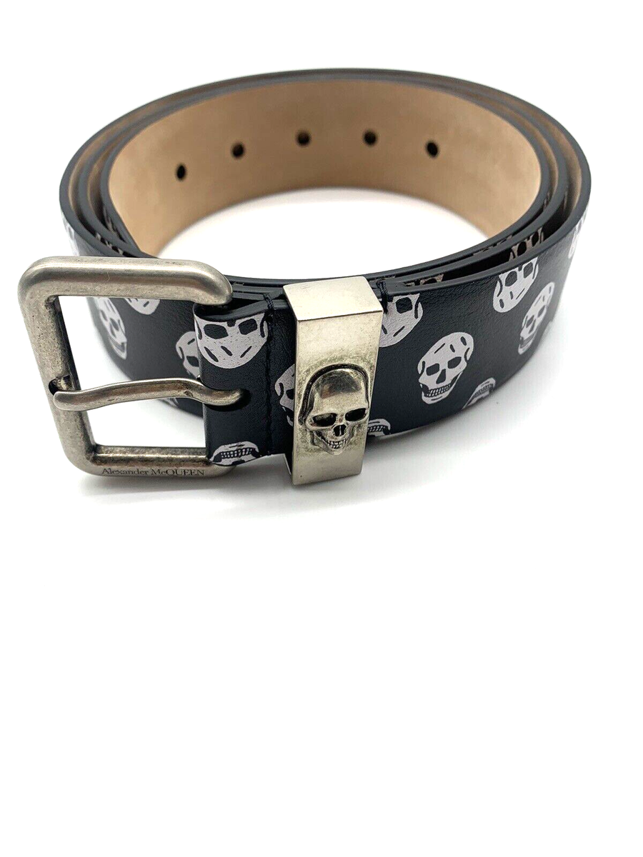 Alexander McQueen Skull Print Leather Belt Size 42 | eBay