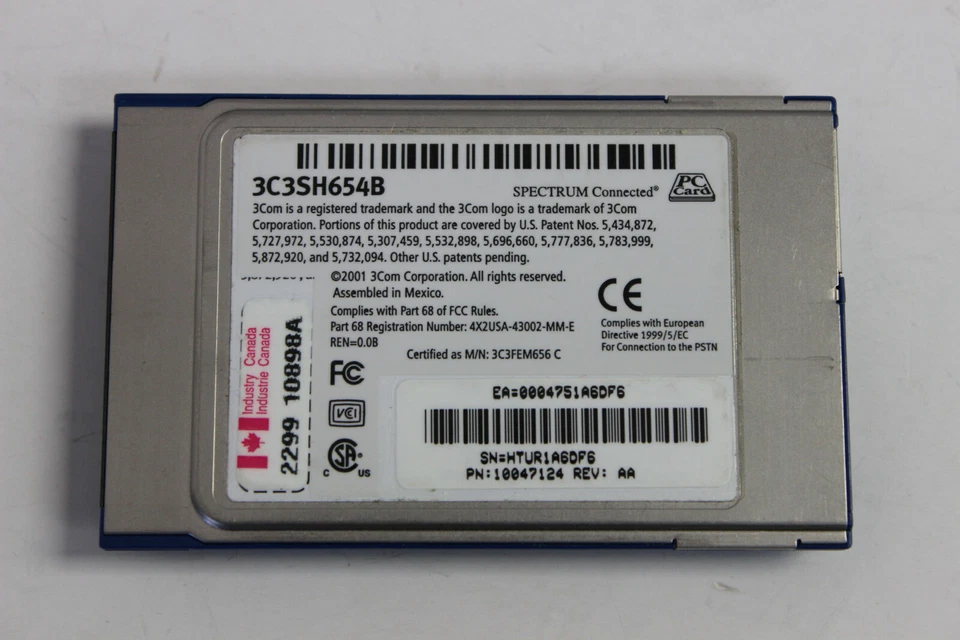 3COM 3C3SH654B OFFFICE CONNECT 10/100 LAN+56K CARDBUS MODEM 10047124 PCMCIA - Image 2 of 4