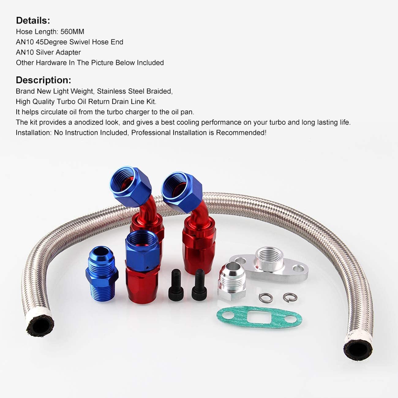 TURBO OIL DRAIN RETURN LINE KIT T3 T4 T3T4 T04 STEEL BRAIDED GT45 AN10 US eBay