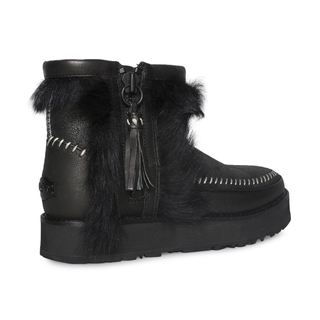 ugg fluff punk ankle boot black