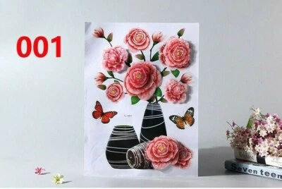 Neu 3D Blumen Floral Schmetterling Kunst Wandsticker Dekor für Zuhause - Bild 1 von 4