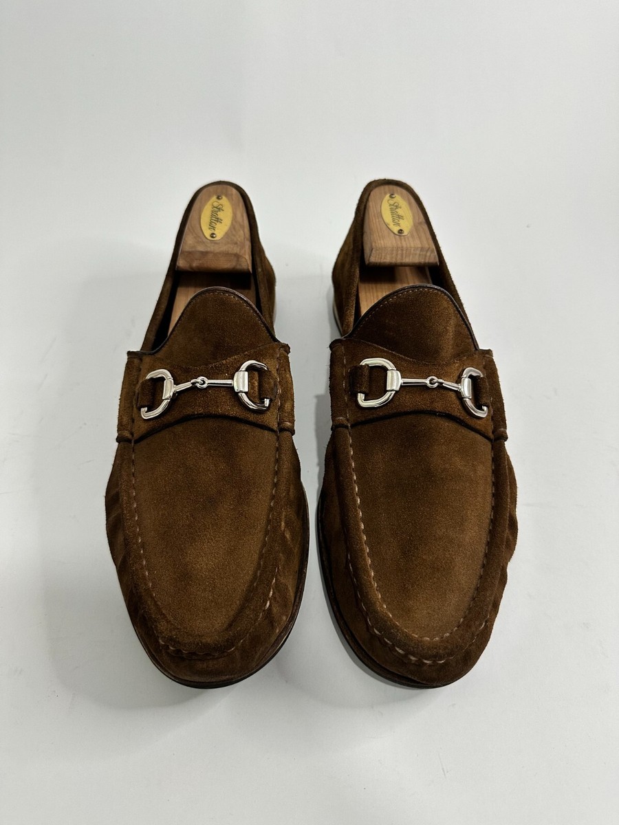 Gucci Brown Suede Horsebit Slip on Loafers Size UK| 10 US