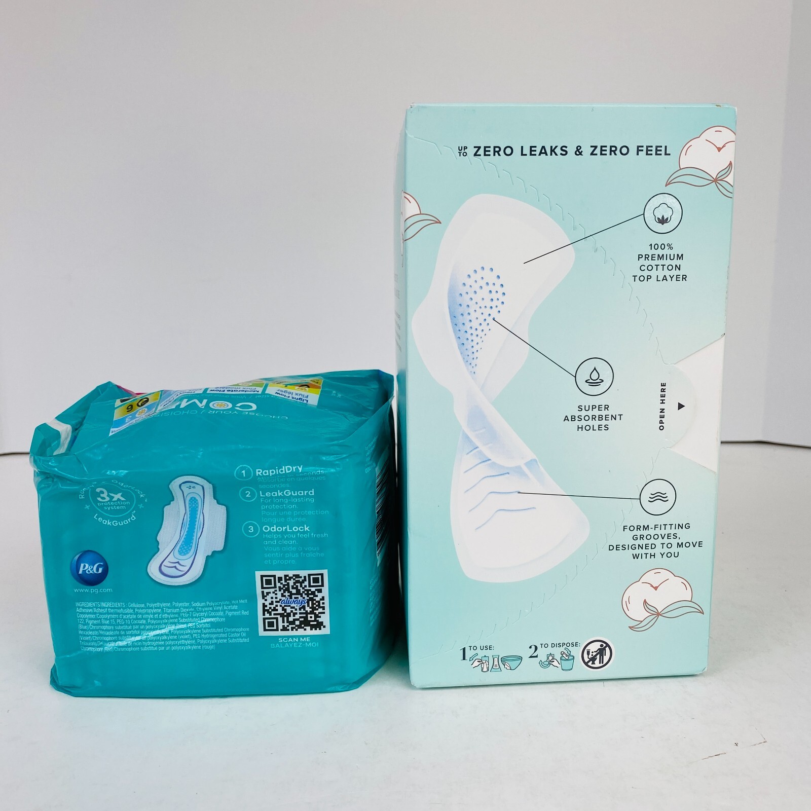 Always Pure Cotton Flex Foam Size 2 Heavy Flow Pads 24ct for sale