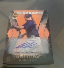 2021 BOWMAN DRAFT BLAZE JORDAN INVICTA ORANGE REFRACTOR AUTO /25 RED SOX BI-25