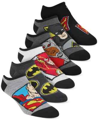 Disney Little Boys 6-Pk. Justice League No-Show Socks - Black - SZ 6-8.5