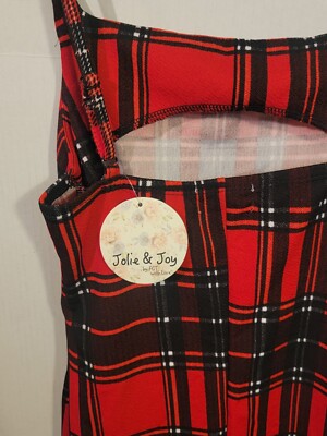NEW Jolie & Joy Plaid Red, Black, White Dress Women's SIZE Medium Christmas  | eBay