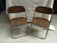 Coppia di sedie vintage in plastica metallo e tessuto 1960