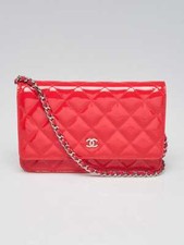 Chanel Pink Quilted Patent Leather Classic WOC Clutch Bag