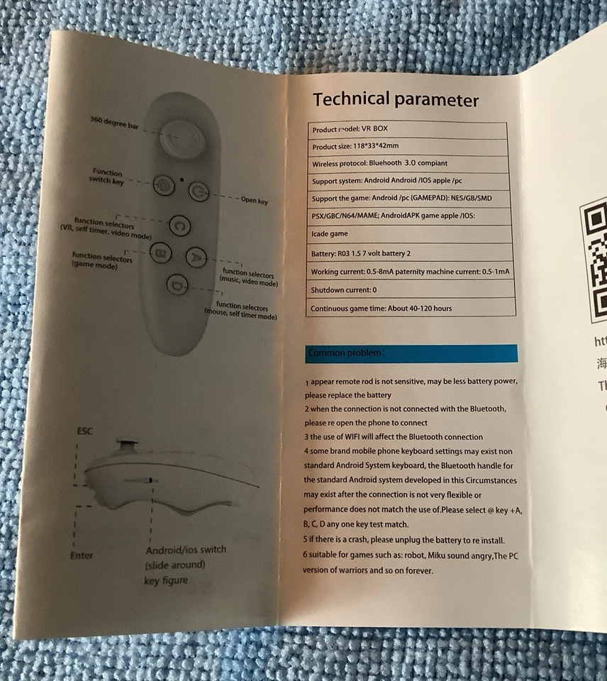 VR Box 2.0 Remote Control VR Glasses Controller Virtual Reality iPhone Android - Image 4 of 4