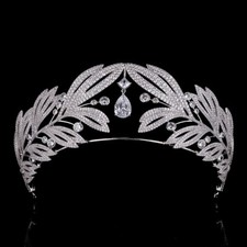 Luxury All CZ Cubic Zirconia Queen Wedding Princess Tiara Crown For Women