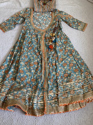 Size-42 Indian Hyderabadi designer two layer gown with gotta patti work