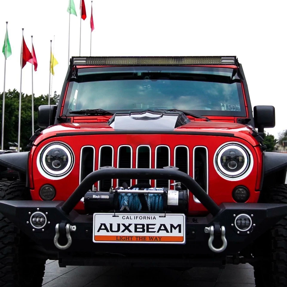 52" 22" LED Light Bar + 7" Round Headlights  Pods For Jeep Wrangler CJ JK LJ Foto 2 de 4