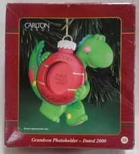 New Vintage Carlton Cards "Grandson Photoholder 2000 Christmas Ornament