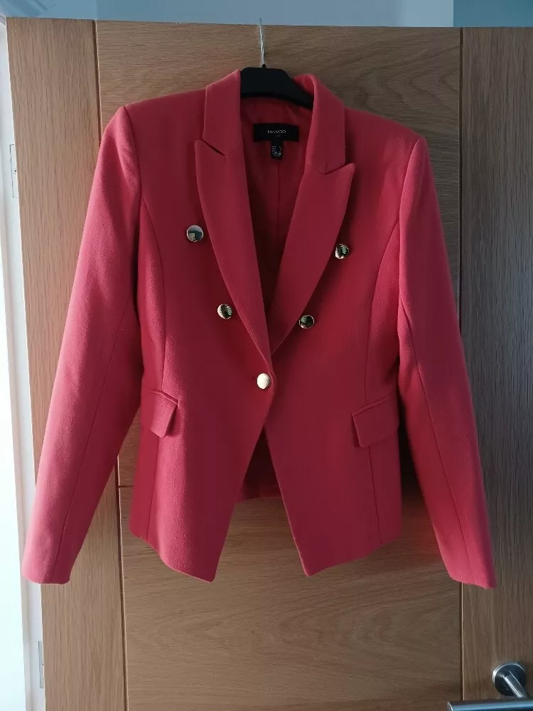 Mango Suit Women s smart Red jacket with gold shiny buttons Size EUR M