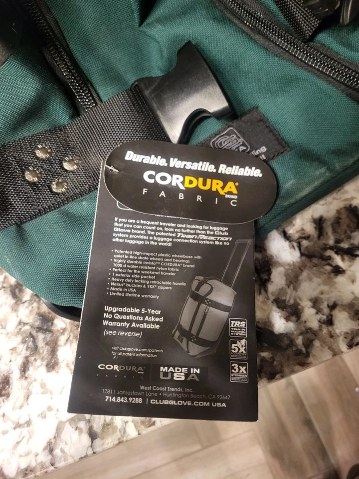 NWT! Club Grove Mini Duffle III CorDura Fabric Rolling Travel Bag Golf READ - Image 4 of 4