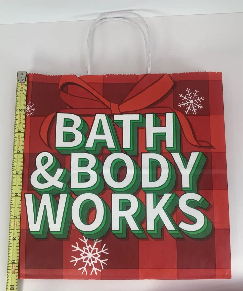 Lot of 10 Bath & Body Works Empty Holiday Paper Bags Large Brand New 10” X 10”