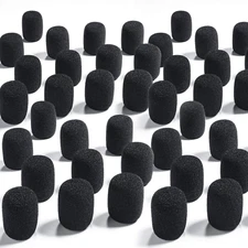 50 Mini Foam Microphone Windscreen Covers for Lapel and Lavalier Mics (Black)